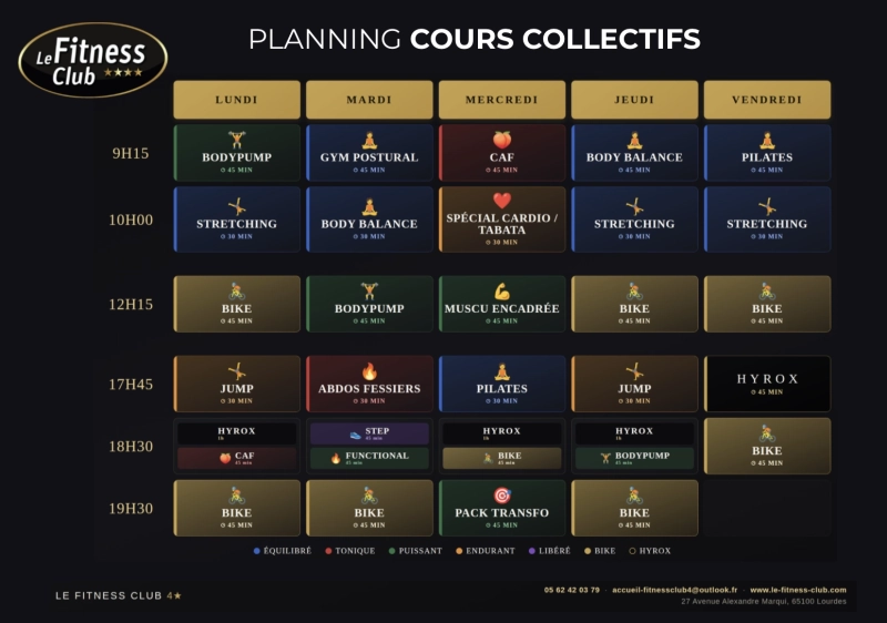 Planning des cours collectifs