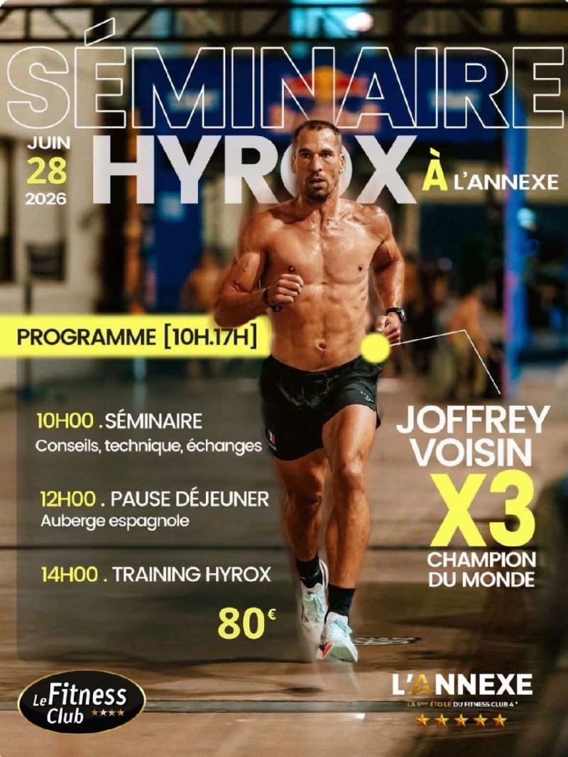 Entraîne-toi avec Joffrey Voisin, triple champion du monde d’Hyrox, le 28 juin 2026 !